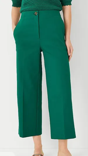 Ann Taylor the Kate green wide leg cropped pants thumbnail 1