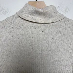 Marine Layer Womens Isla Knit Turtleneck Sweater S Cream Ribbed Donegal‎ Speckle thumbnail 2