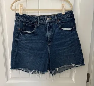 Old Navy Dark Blue Raw Hem Denim Shorts thumbnail 1