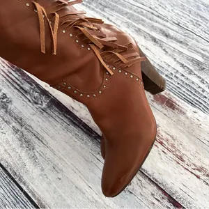 Vintage Nicole Genuine Leather Fringe Tall Heeled Boots​ thumbnail 9