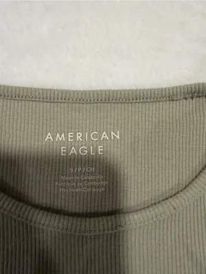 American Eagle Sage Green Ribbed High Neck Tank Top - Small thumbnail 4