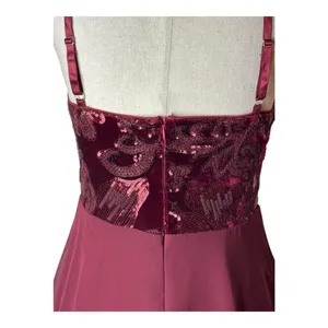 Lulus Dress Women Medium Burgundy Time of Love Sequin Halter‎ Skater Mini Prom thumbnail 8