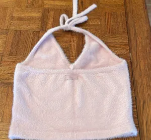 GymShark Whitney Simmons eyelash knit Fuzzy Halter Top Large thumbnail 5