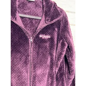 Columbia Sportswear Purple Fleece Jacket Medium Full Zip Sherpa Plush thumbnail 3