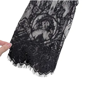 Black Floral Sheer Lace Mini Dress Coverup S Resort Witchy Whimsigoth Romantic‎ thumbnail 4