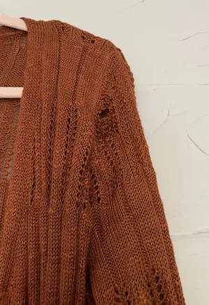 Long Sleeve Loose Knit Sweater Orange Size M thumbnail 3