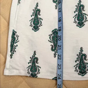 LOFT Short Sleeve Top with Green Paisley on White thumbnail 4