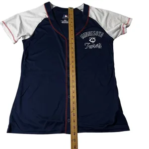 MLB Minnesota Twins Womens Baseball Jersey Navy Blue Medium Sporty NEW thumbnail 6