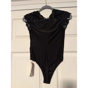 HAH Hot as Hell Black Bodysuit Lace Lingerie Fairy Coquette Ethereal Festival‎ thumbnail 4