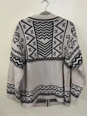 NEW Altar’d State Ivory & Black Knit Cardigan Sweater Size XL NWT thumbnail 6