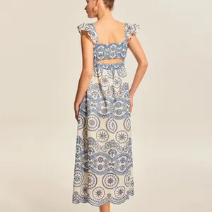 Commense Semi-Sheer Boho Floral Back Cutout Dress size M thumbnail 2