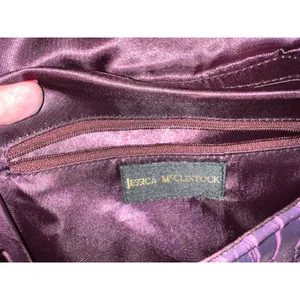 Jessica McClintock Purse Envelope Purple Formal Casual Chain Clutch Y2K Vintage thumbnail 7