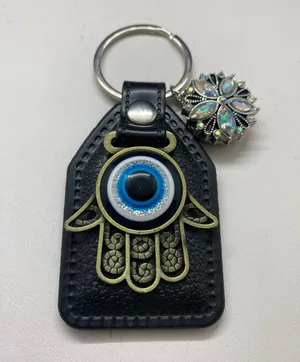 Handmade Hamsa hand evil eye key chain - clear thumbnail 2