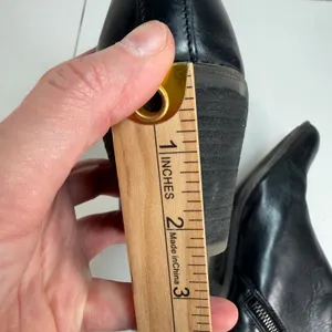 Frye 8.5 Judith Double Zip Ankle Boot Leather Block Heel Pointed Toe Black Boho thumbnail 11