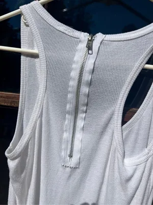 Vintage Ribbed White Tank Dress Back Zipper Y2K/2000s Poof! thumbnail 2