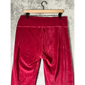 PINK Victoria's Secret Velour Foldover Flare Pants Burgundy Y2K Lounge Large thumbnail 4