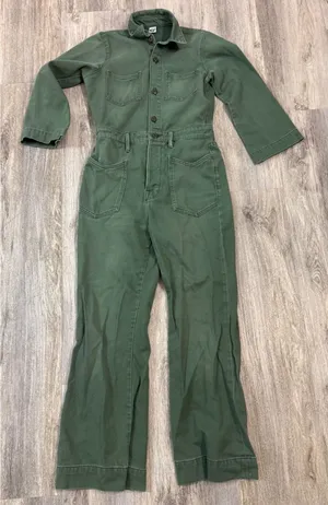 NSF Clothing Green Utility Jumpsuit Flare Leg Button‎ Up Women's Size 26 thumbnail 1