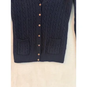 J.Crew Navy Blue Cable Knit Cardigan Merino Wool Angora Cashmere Blend‎ M thumbnail 5