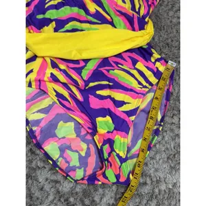 Vintage La Blanca 80s 90s One Piece Swimsuit Women’s Size 14 Neon Abstract Belt thumbnail 14