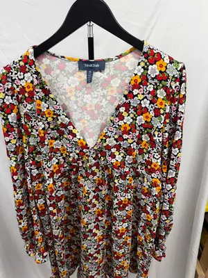 Modcloth Women's XL Ever So Sweetly Colorful‎ Floral Long Sleeve Babydoll Dress thumbnail 4
