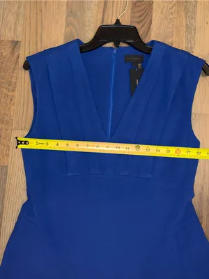 Donna Karan Royal Blue V-Neck Pleated Sleeveless Midi Dress Size 10 NWT thumbnail 5