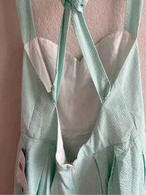 Lauren James Livingston Seersucker Green Stripe Dress Size Large NWT thumbnail 9