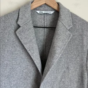ZARA Wool Blend Coat Women’s‎ Medium Tailored Double Button Car Coat Oversized thumbnail 2