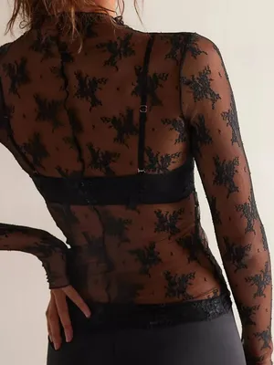 Free People Lady Lux Layering Top- Black thumbnail 3