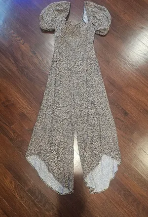 Francesca's Collections Black and White Patterned Jumpsuit Brown Size M thumbnail 2