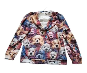 Dog Hoodie Women Medium All Over Print 3D Sweatshirt Long Sleeve Poodle Bichon thumbnail 2
