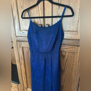 B Darlin Womens Juniors‎ Blue Sparkle Leg Slit Evening Gown Dress SIZE 3/4 thumbnail 3
