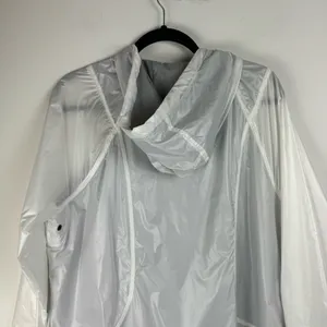 Athleta White Lined Windbreaker Jacket Sz 1X Full Zip Athletic Pockets Hooded thumbnail 11