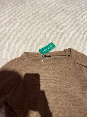 SheIn EZwear Solid Raglan Sleeve Sweater Khaki thumbnail 3