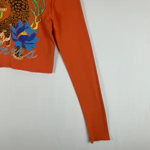 Urban Outfitters Eternal Lovers Tiger Long Sleeve Crop‎ Top Orange Large Y2K thumbnail 8