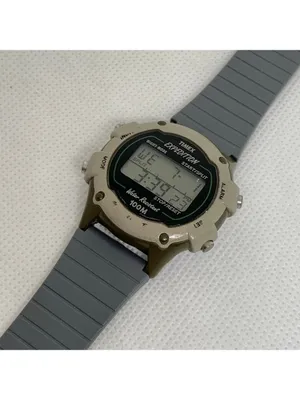 Vintage Timex Expedition Watch 33mm 100MWR gray plastic band running thumbnail 2
