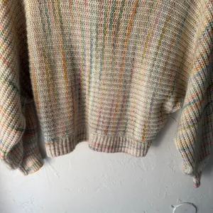 Blue Blush Multicolored Striped Knit‎ Sweater Pastel Rainbow Women's Size L thumbnail 4