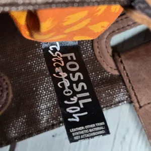 Fossil Key Per Quilted Brown‎ Leather Trim Tote Bag Key Charm thumbnail 9