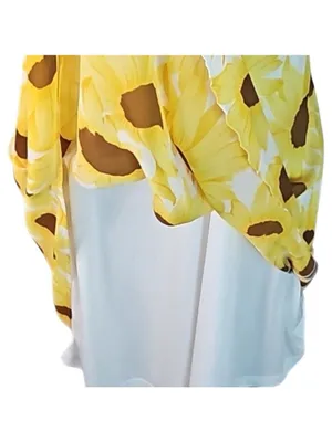 Show Me Your Mumu Yellow White Sunflower Halter Mini Dress Size Medium thumbnail 5