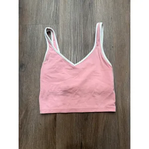 Aerie OFFLINE Pink Cropped‎ Tank Top White Trim XS thumbnail 3