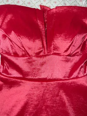 strapless Red satiny party dress. thumbnail 3