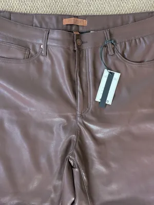 NWT Judy Blue Faux Leather Tummy Control High Rise Straight Pants Brown Size 20W thumbnail 5