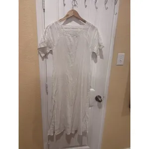 ZARA LONG DRESS SQUARE NECK GAUZE EMBROIDERED LACE Dress SZ XS thumbnail 10