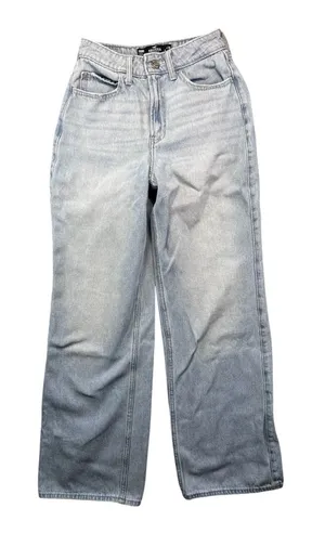 Hollister Co Ultra High Rise Baggy Denim‎ Blue Jeans Light Wash Womens Size 23R thumbnail 1
