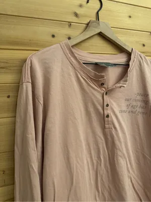 Taylor Swift Medium Pink Folklore Peace Long Sleeve Henley Cotton Lightweight thumbnail 2