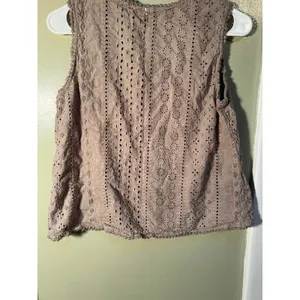 Joie Womens Size Small Eyelet Lace Sleeveless Top Light Brown V-Neck Boxy Cotton thumbnail 9