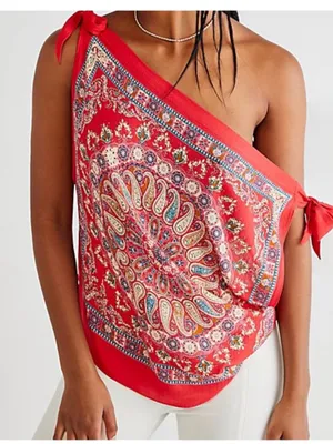 Free People Mandala Tank Red Paisley Festival Top Size Medium thumbnail 1