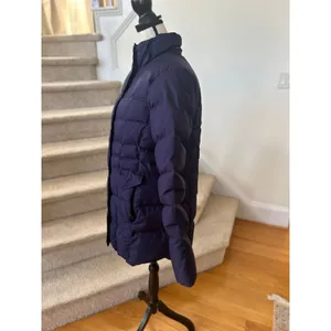 L.L.Bean Navy Down Fill Thigh Length Puffer Jacket thumbnail 4
