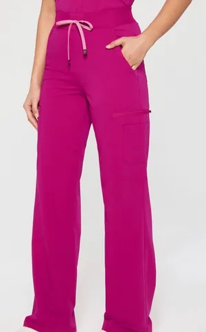 Fabletics Pink XS High-Waisted Wide-Leg Scrub Pants thumbnail 1