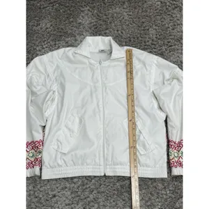Vintage 90s Nike White Track Jacket Women’s Aztec Sun Embroidered Windbreaker S thumbnail 14