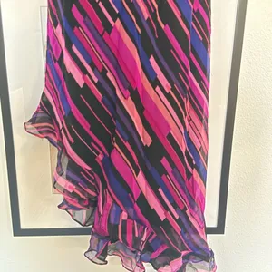 Betsey Johnson silk Y2K vintage Asymmetrical Dress in Pink and Purple thumbnail 4